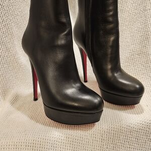 Christian Louboutin Black and Red Heeled Boots